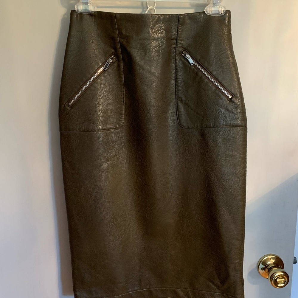 Zara Faux Leather midi skirt